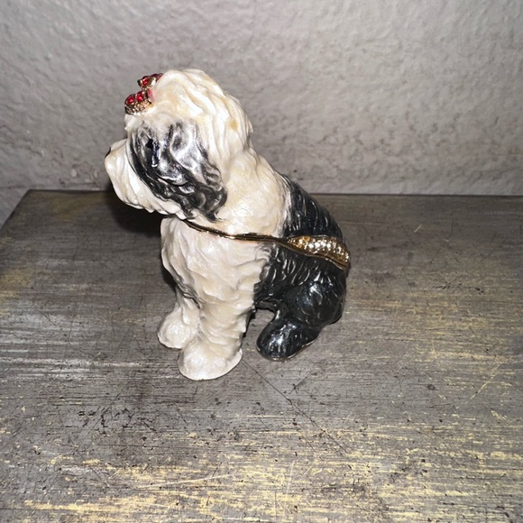Old English Sheepdog Enamel Hinged Trinket Box - Picture 2 of 6